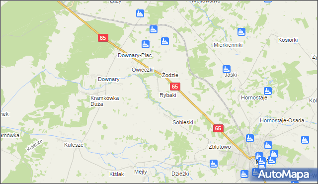 mapa Rybaki gmina Mońki, Rybaki gmina Mońki na mapie Targeo