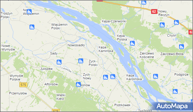 mapa Rybaki gmina Słubice, Rybaki gmina Słubice na mapie Targeo
