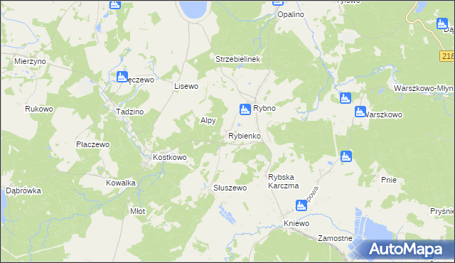 mapa Rybienko gmina Gniewino, Rybienko gmina Gniewino na mapie Targeo