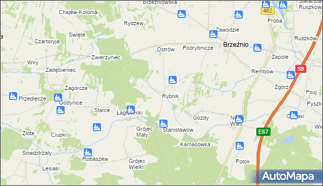 mapa Rybnik gmina Brzeźnio, Rybnik gmina Brzeźnio na mapie Targeo