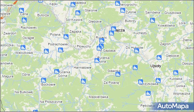 mapa Rycerka Dolna, Rycerka Dolna na mapie Targeo