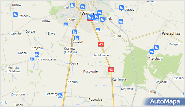 mapa Rychłowice, Rychłowice na mapie Targeo