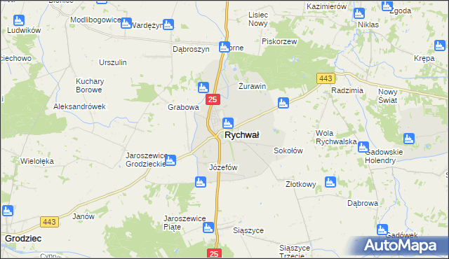 mapa Rychwał, Rychwał na mapie Targeo