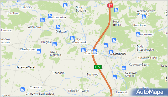 mapa Rydzyn Szlachecki, Rydzyn Szlachecki na mapie Targeo