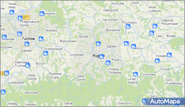 mapa Ryglice, Ryglice na mapie Targeo