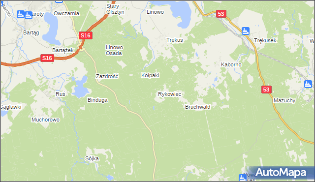 mapa Rykowiec, Rykowiec na mapie Targeo