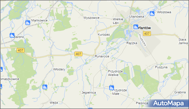 mapa Rynarcice gmina Korfantów, Rynarcice gmina Korfantów na mapie Targeo