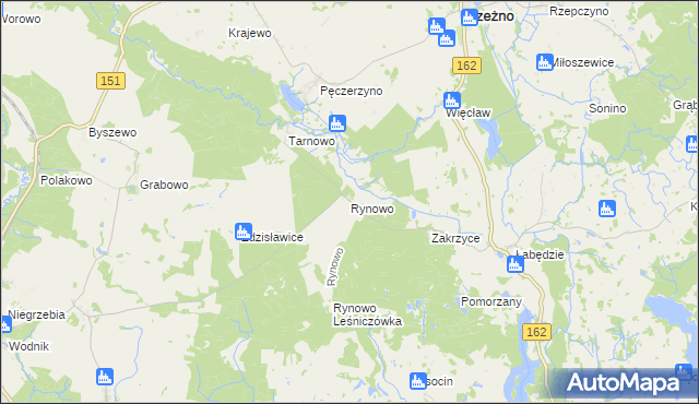 mapa Rynowo gmina Łobez, Rynowo gmina Łobez na mapie Targeo