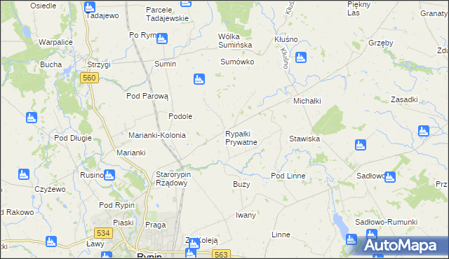 mapa Rypałki Prywatne, Rypałki Prywatne na mapie Targeo