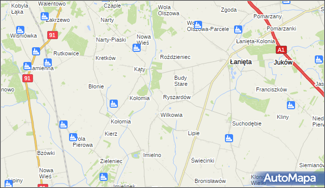 mapa Ryszardów, Ryszardów na mapie Targeo