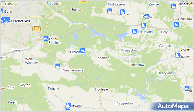 mapa Rząbiec, Rząbiec na mapie Targeo