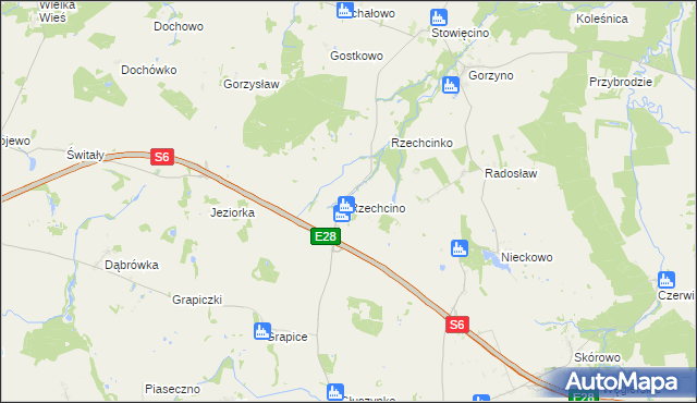 mapa Rzechcino, Rzechcino na mapie Targeo