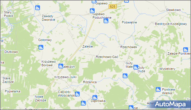 mapa Rzechowo-Gać, Rzechowo-Gać na mapie Targeo