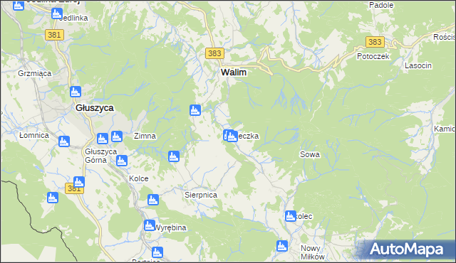 mapa Rzeczka gmina Walim, Rzeczka gmina Walim na mapie Targeo