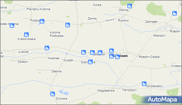 mapa Rzeczyca gmina Ulhówek, Rzeczyca gmina Ulhówek na mapie Targeo