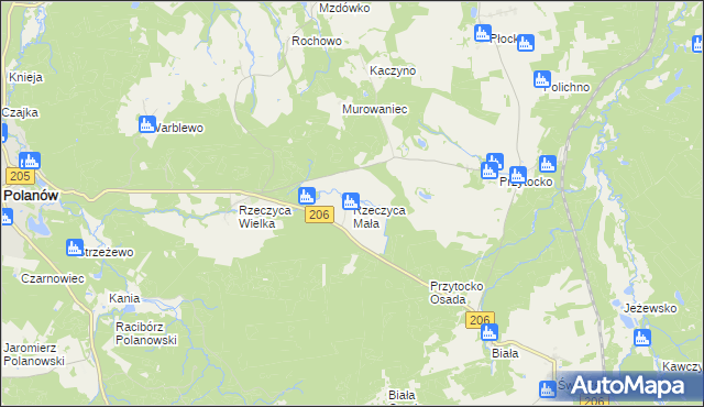 mapa Rzeczyca Mała, Rzeczyca Mała na mapie Targeo