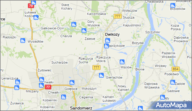 mapa Rzeczyca Mokra, Rzeczyca Mokra na mapie Targeo