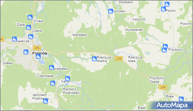 mapa Rzeczyca Wielka, Rzeczyca Wielka na mapie Targeo