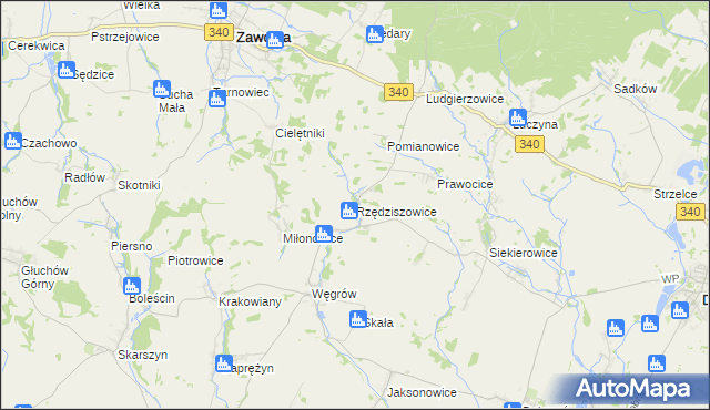 mapa Rzędziszowice, Rzędziszowice na mapie Targeo