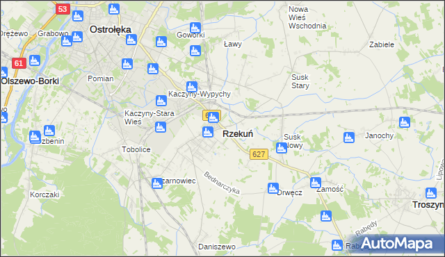 mapa Rzekuń, Rzekuń na mapie Targeo