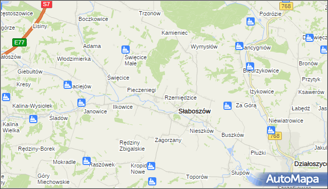 mapa Rzemiędzice, Rzemiędzice na mapie Targeo