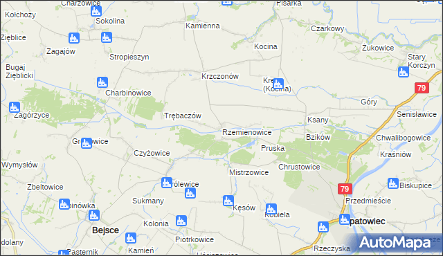 mapa Rzemienowice, Rzemienowice na mapie Targeo