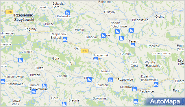 mapa Rzepiennik Suchy, Rzepiennik Suchy na mapie Targeo