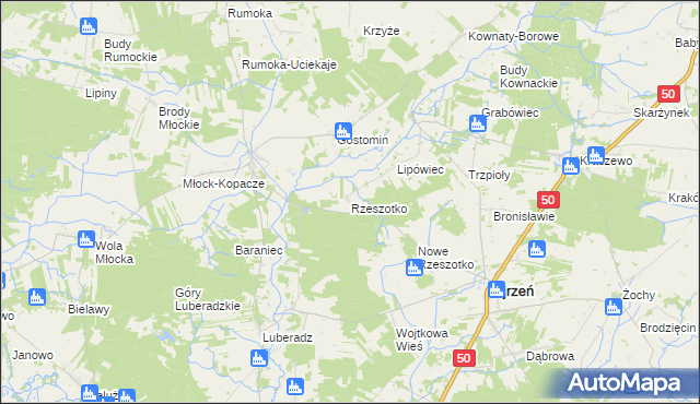 mapa Rzeszotko, Rzeszotko na mapie Targeo