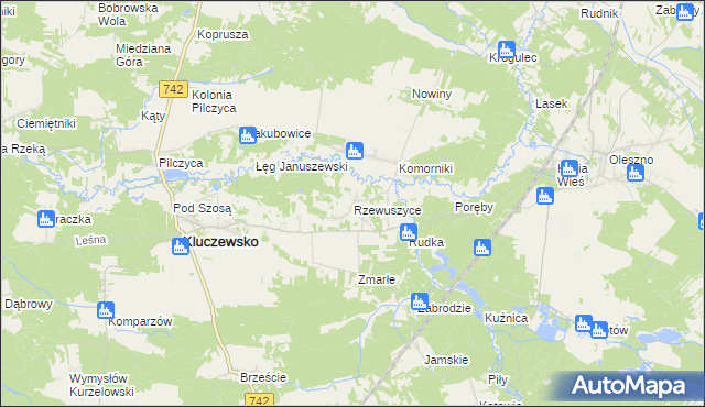 mapa Rzewuszyce, Rzewuszyce na mapie Targeo