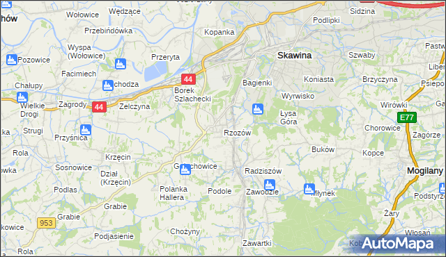 mapa Rzozów, Rzozów na mapie Targeo