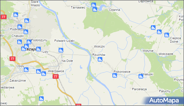 mapa Rzuchów gmina Leżajsk, Rzuchów gmina Leżajsk na mapie Targeo