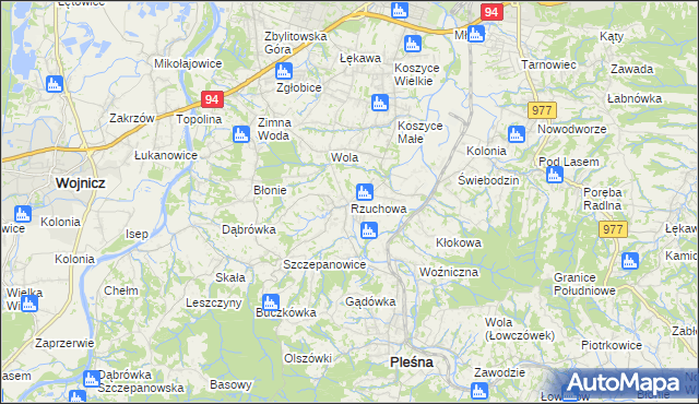 mapa Rzuchowa, Rzuchowa na mapie Targeo