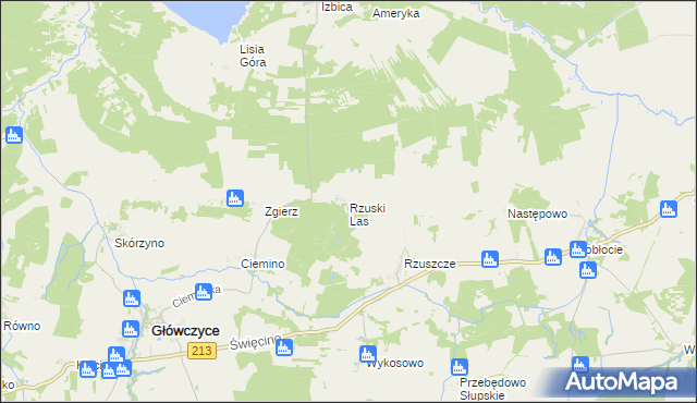 mapa Rzuski Las, Rzuski Las na mapie Targeo