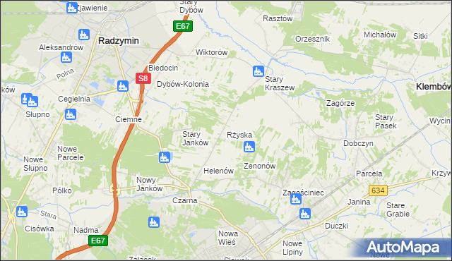 mapa Rżyska, Rżyska na mapie Targeo