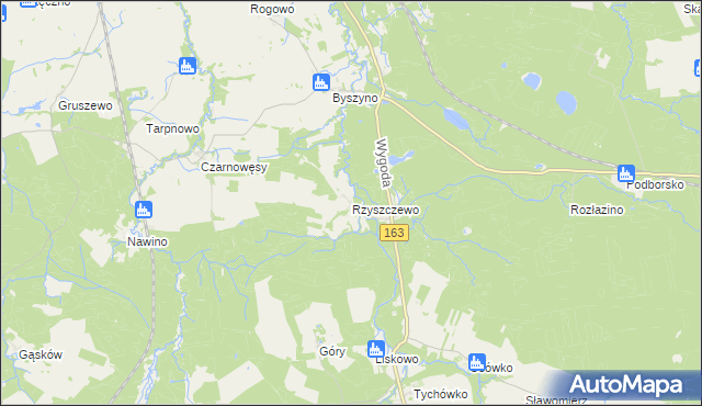 mapa Rzyszczewo gmina Białogard, Rzyszczewo gmina Białogard na mapie Targeo