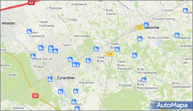 mapa Sade Budy, Sade Budy na mapie Targeo