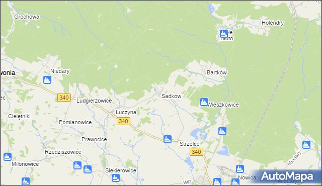 mapa Sadków gmina Dobroszyce, Sadków gmina Dobroszyce na mapie Targeo