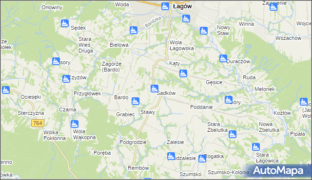 mapa Sadków gmina Łagów, Sadków gmina Łagów na mapie Targeo