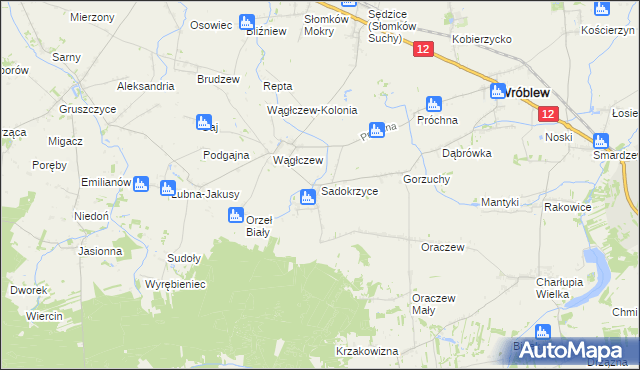 mapa Sadokrzyce, Sadokrzyce na mapie Targeo