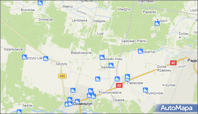 mapa Sadowiec-Niwy, Sadowiec-Niwy na mapie Targeo