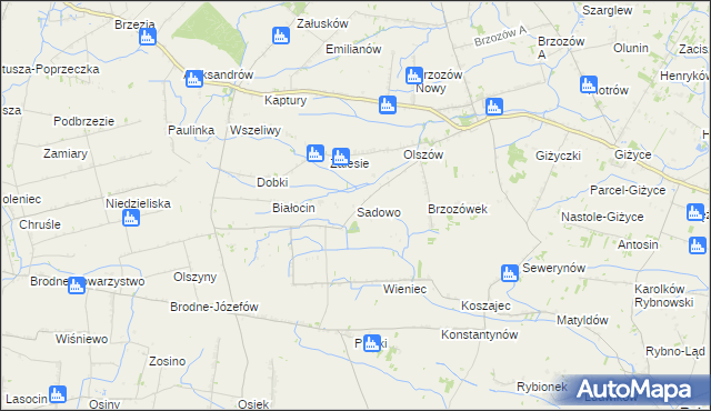 mapa Sadowo gmina Iłów, Sadowo gmina Iłów na mapie Targeo