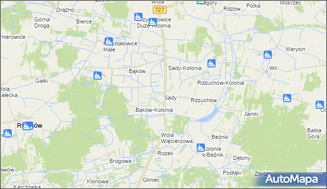 mapa Sady gmina Potworów, Sady gmina Potworów na mapie Targeo