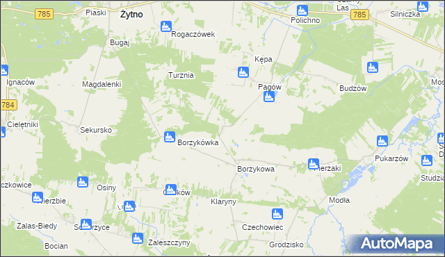 mapa Sady gmina Żytno, Sady gmina Żytno na mapie Targeo
