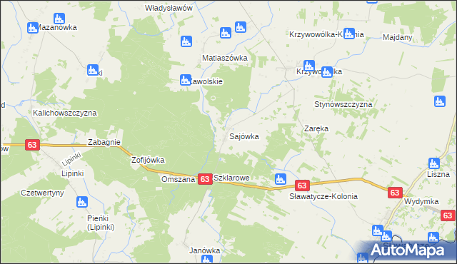 mapa Sajówka, Sajówka na mapie Targeo