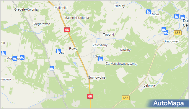 mapa Saki gmina Kleszczele, Saki gmina Kleszczele na mapie Targeo