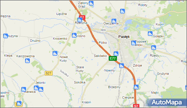 mapa Sakówko, Sakówko na mapie Targeo