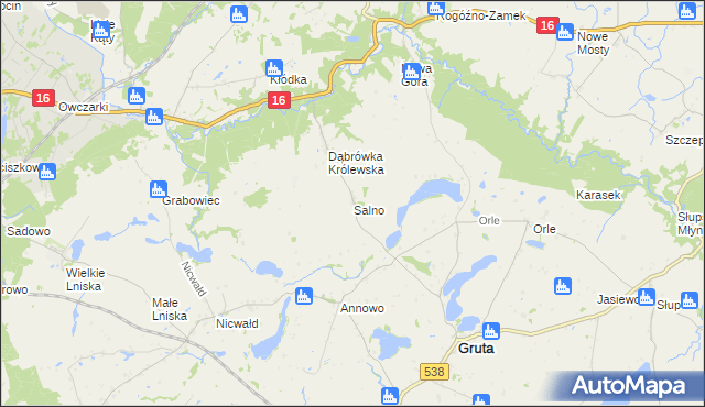 mapa Salno gmina Gruta, Salno gmina Gruta na mapie Targeo