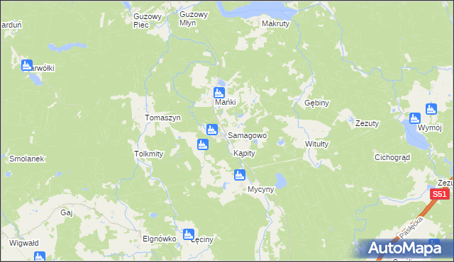 mapa Samagowo, Samagowo na mapie Targeo