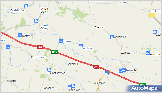 mapa Samborz gmina Kostomłoty, Samborz gmina Kostomłoty na mapie Targeo