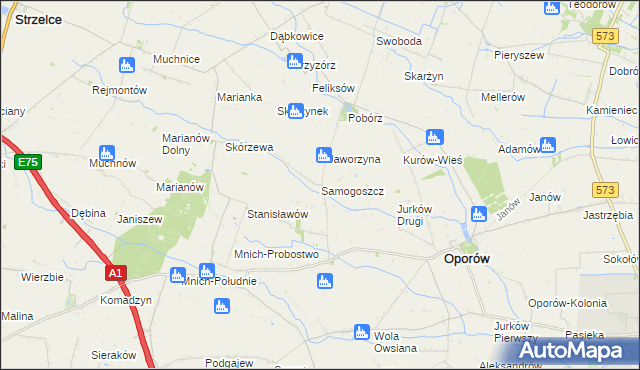 mapa Samogoszcz gmina Oporów, Samogoszcz gmina Oporów na mapie Targeo
